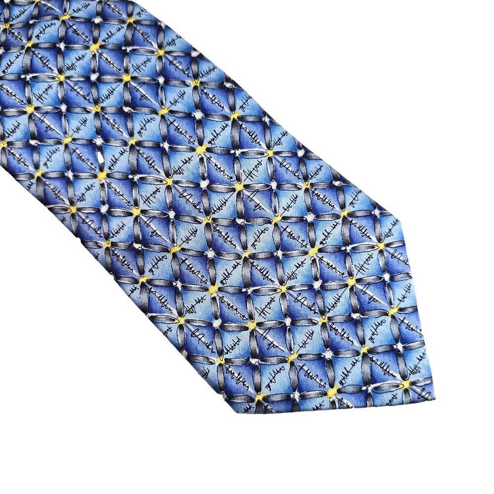 J Garcia Tie Mens Blue Floral Geometric Jerry Garcia Collection 59" Necktie